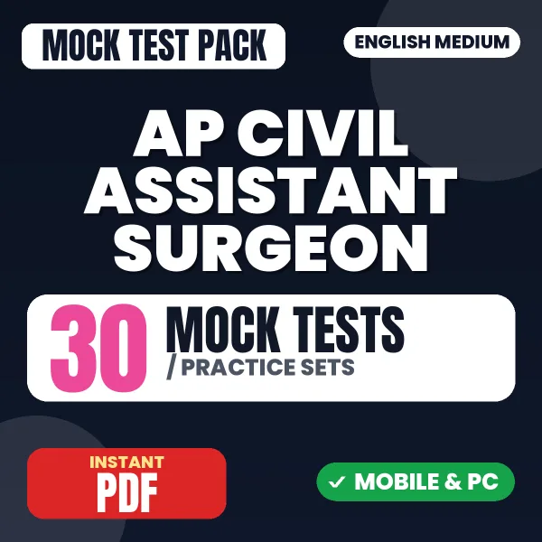 AP Civil Assistant Surgeon Exam Paper I – 30 Mock Tests / Practice Sets | English Medium PDF Download