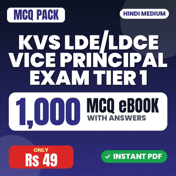 KVS LDE/LDCE Vice Principal Exam Tier 1 – 1000 MCQ eBook with Answers | Hindi Medium PDF Download