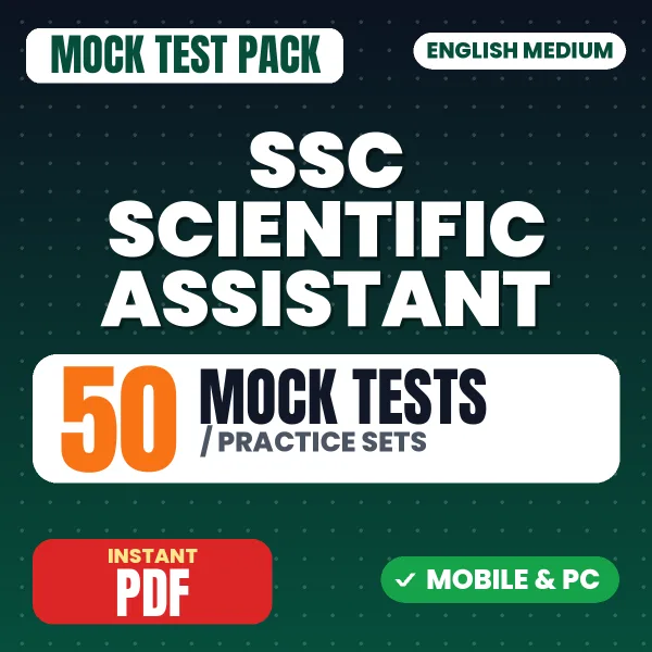 SSC Scientific Assistant Paper-1 Exam – 50 Mock Tests / Practice Sets | English Medium PDF Download