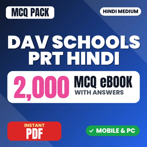 DAV Schools PRT (Hindi) Exam – 2000 MCQ eBook with Answers | Hindi Medium PDF Download
