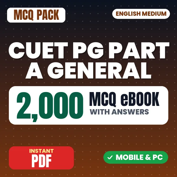 CUET PG Part-A General Exam – 2000 MCQ eBook with Answers | English Medium PDF Download