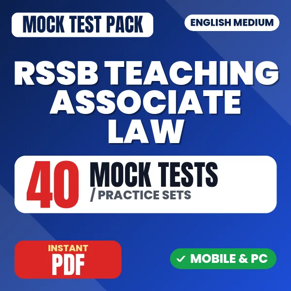 RSSB Teaching Associate (Law) Paper-1 Exam – 40 Mock Tests / Practice Sets | English Medium PDF Download