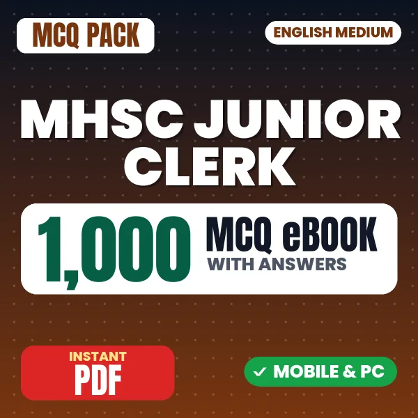 MHSC Junior Clerk Exam – 1000 MCQ eBook with Answers | English Medium PDF Download