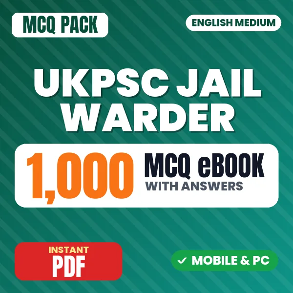 UKPSC Jail Warder Exam – 1000 MCQ eBook with Answers | English Medium PDF Download