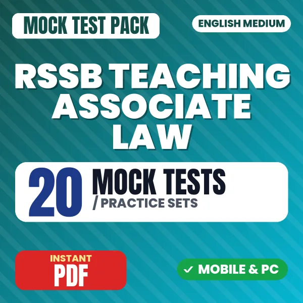 RSSB Teaching Associate (Law) Paper-1 Exam – 20 Mock Tests / Practice Sets | English Medium PDF Download