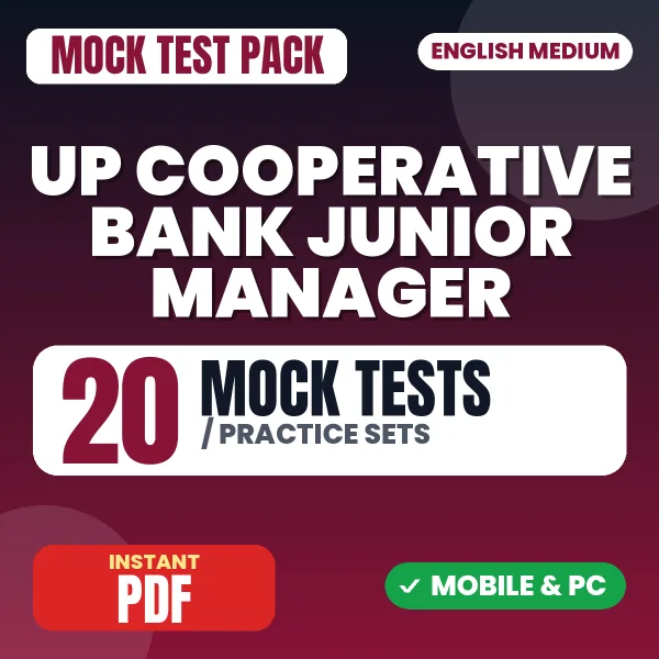 UP Cooperative Bank Junior Manager Preliminary Exam – 20 Mock Tests / Practice Sets | English Medium PDF Download