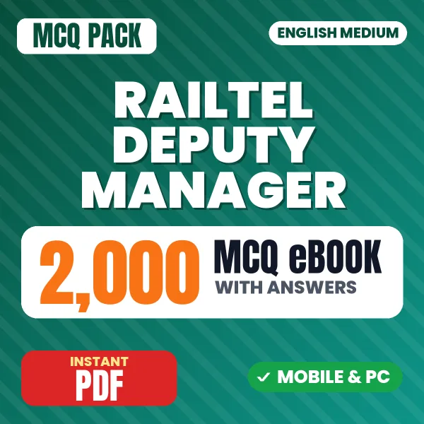 Railtel Deputy Manager (Network/IP) Exam – 2000 MCQ eBook with Answers | English Medium PDF Download
