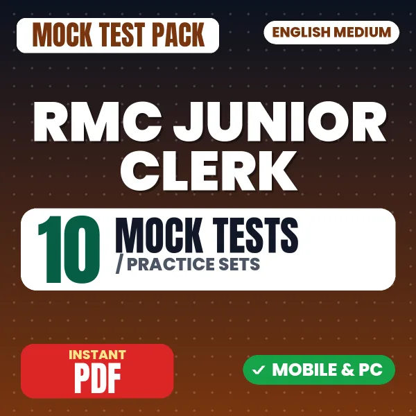 RMC Junior Clerk Exam – 10 Mock Tests / Practice Sets | English Medium PDF Download