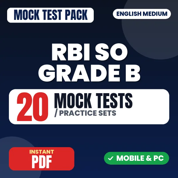 RBI SO Grade B (Legal Officer) Exam Paper 1 – 20 Mock Tests / Practice Sets | English Medium PDF Download