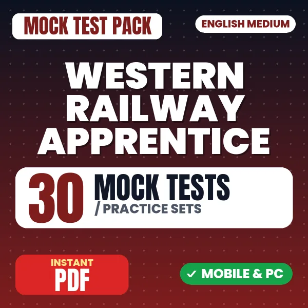 RRC Western Railway Apprentice Exam – 30 Mock Tests / Practice Sets | English Medium PDF Download