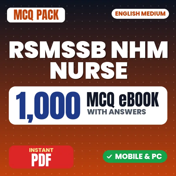 RSMSSB NHM Nurse Exam – 1000 MCQ eBook with Answers | English Medium PDF Download