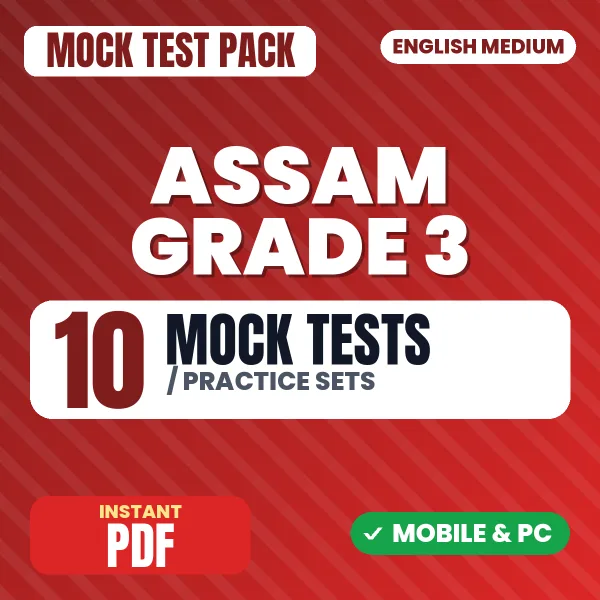 Assam Grade 3 Exam – 10 Mock Tests / Practice Sets | English Medium PDF Download