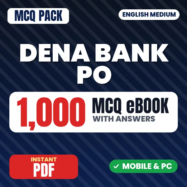 Dena Bank PO Exam – 1000 MCQ eBook with Answers | English Medium PDF Download