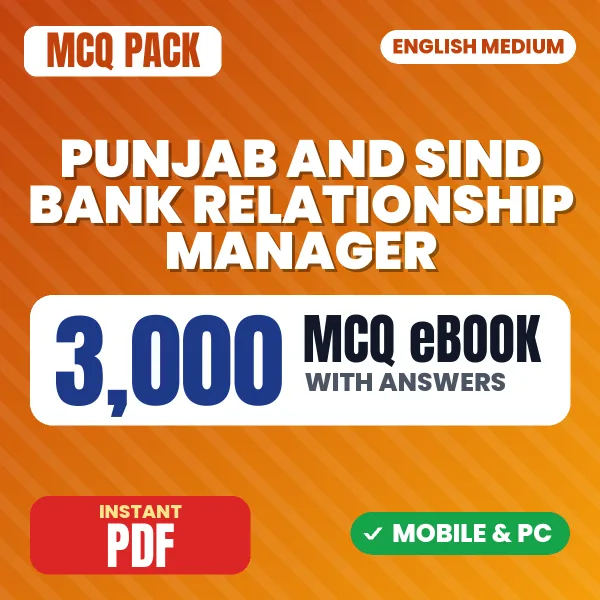 Punjab & Sind Bank Relationship Manager Exam – 3000 MCQ eBook with Answers | English Medium PDF Download