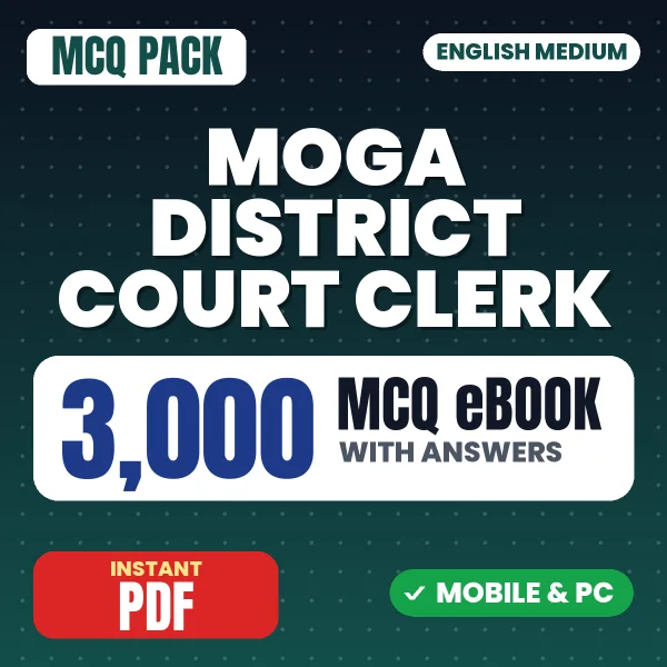 Moga District Court Clerk Exam – 3000 MCQ eBook with Answers | English Medium PDF Download