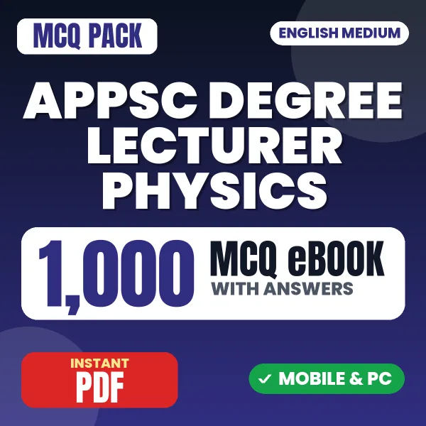 APPSC Degree Lecturer Physics Exam Paper II – 1000 MCQ eBook with Answers | English Medium PDF Download
