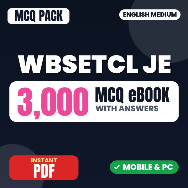 WBSETCL JE Exam (Civil) – 3000 MCQ eBook with Answers | English Medium PDF Download