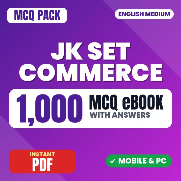 JK SET Commerce (Paper 2) Exam – 1000 MCQ eBook with Answers | English Medium PDF Download