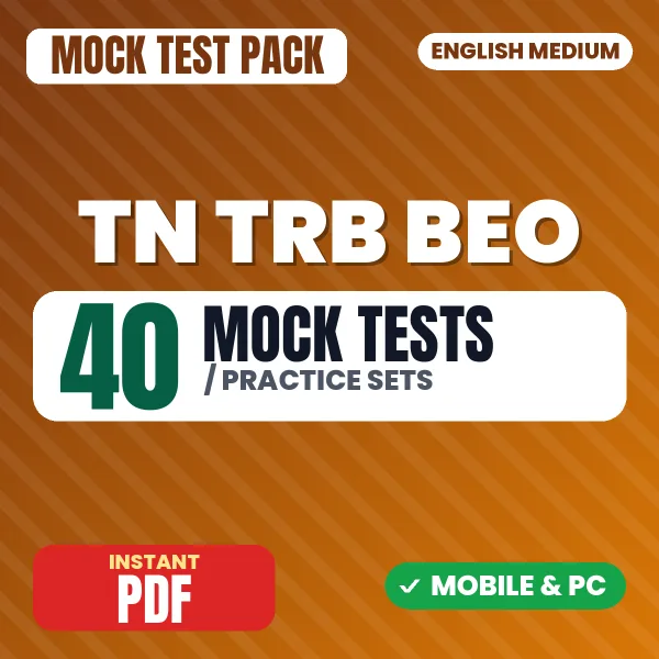 TN TRB BEO (Part-A) Exam - Tamil – 40 Mock Tests / Practice Sets | English Medium PDF Download