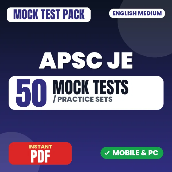 APSC Junior Engineer (Civil) Exam Paper 1 – 50 Mock Tests / Practice Sets | English Medium PDF Download