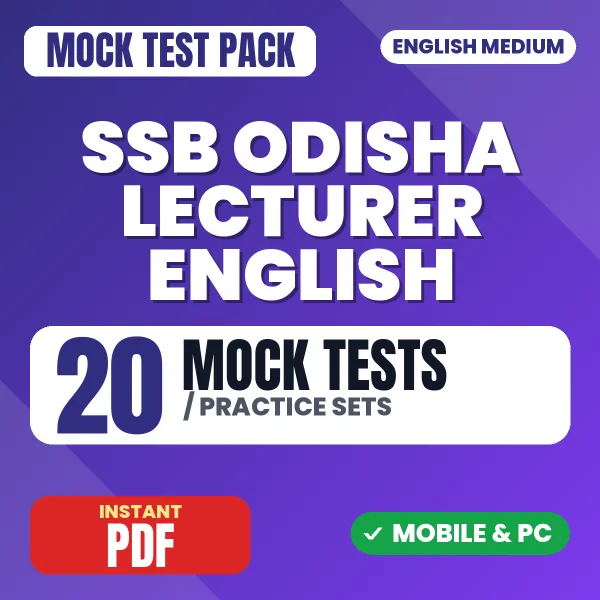 SSB Odisha Lecturer English Exam – 20 Mock Tests / Practice Sets | English Medium PDF Download