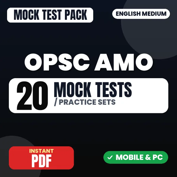 OPSC Ayurvedic Medical Officer Exam Paper 1 – 20 Mock Tests / Practice Sets | English Medium PDF Download