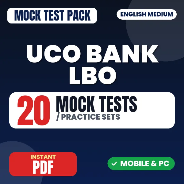 UCO Bank LBO Exam – 20 Mock Tests / Practice Sets | English Medium PDF Download