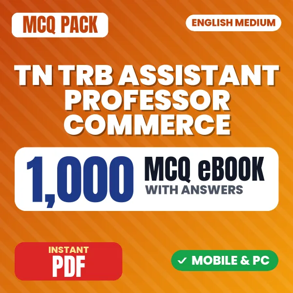 TN TRB Assistant Professor Commerce Exam Paper 2 (Section A) – 1000 MCQ eBook with Answers | English Medium PDF Download