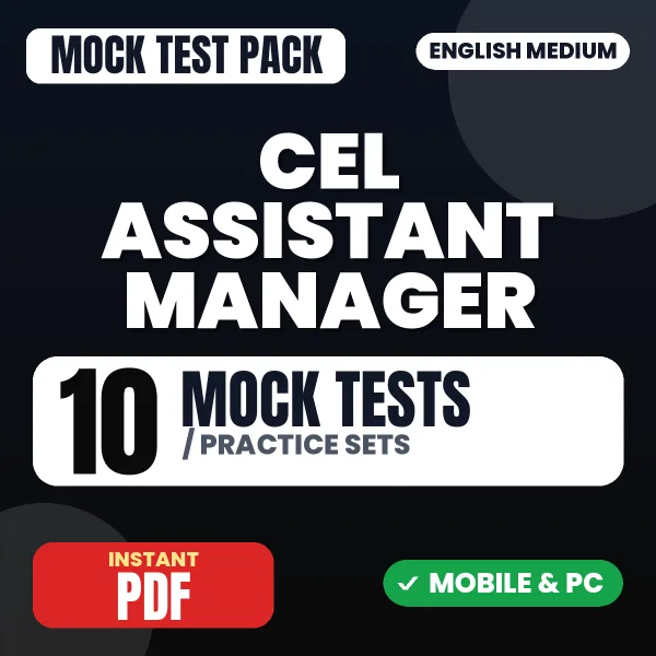 CEL Assistant Manager Exam (Electrical) – 10 Mock Tests / Practice Sets | English Medium PDF Download