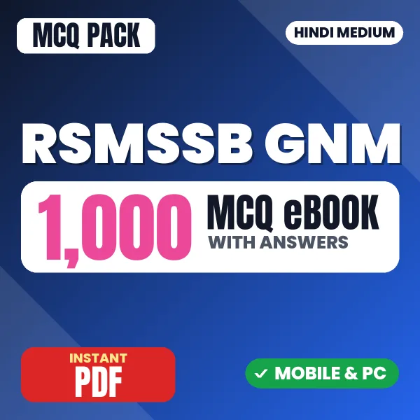 RSMSSB GNM Exam – 1000 MCQ eBook with Answers | Hindi Medium PDF Download