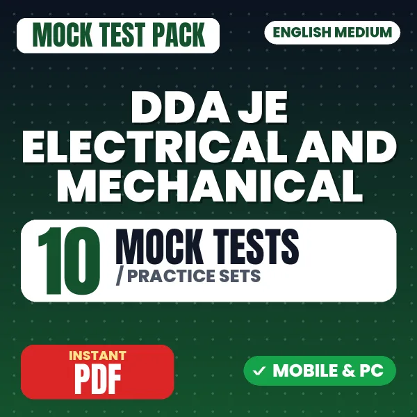 DDA JE Stage- I (Electrical) Exam – 10 Mock Tests / Practice Sets | English Medium PDF Download