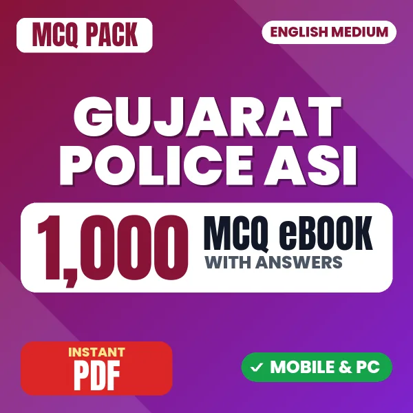 Gujarat Police ASI Mains Paper-4 Exam – 1000 MCQ eBook with Answers | English Medium PDF Download