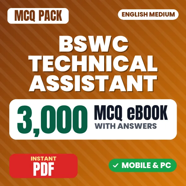 BSWC Technical Assistant, Assistant Accountant TIER-1 Exam – 3000 MCQ eBook with Answers | English Medium PDF Download