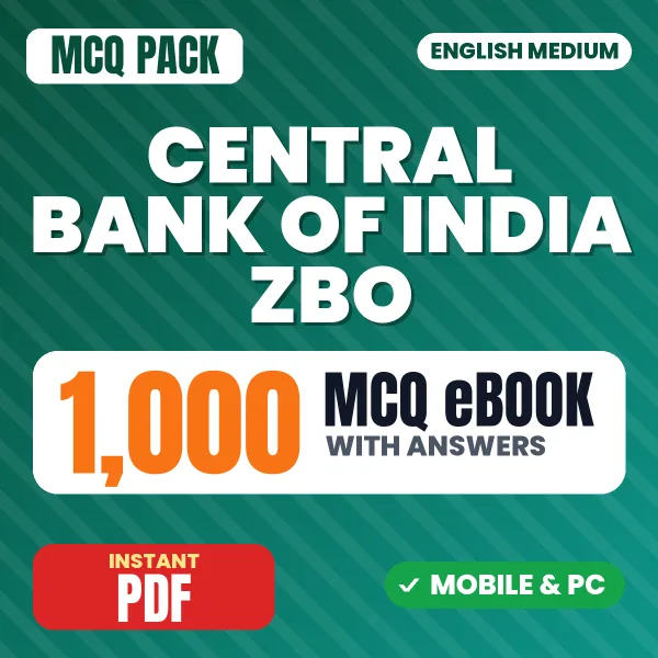 Central Bank of India ZBO Exam – 1000 MCQ eBook with Answers | English Medium PDF Download