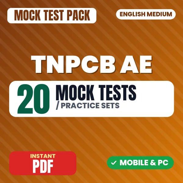 TNPCB AE, Environmental Scientist Exam (Civil) – 20 Mock Tests / Practice Sets | English Medium PDF Download