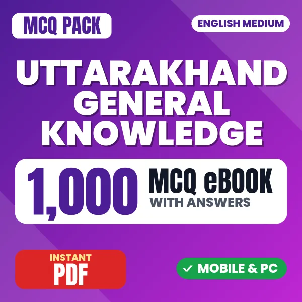 Uttarakhand General Knowledge – 1000 MCQ eBook with Answers | English Medium PDF Download
