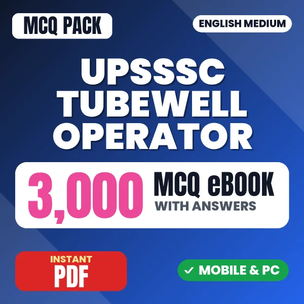 UPSSSC Tubewell Operator Exam – 3000 MCQ eBook with Answers | English Medium PDF Download