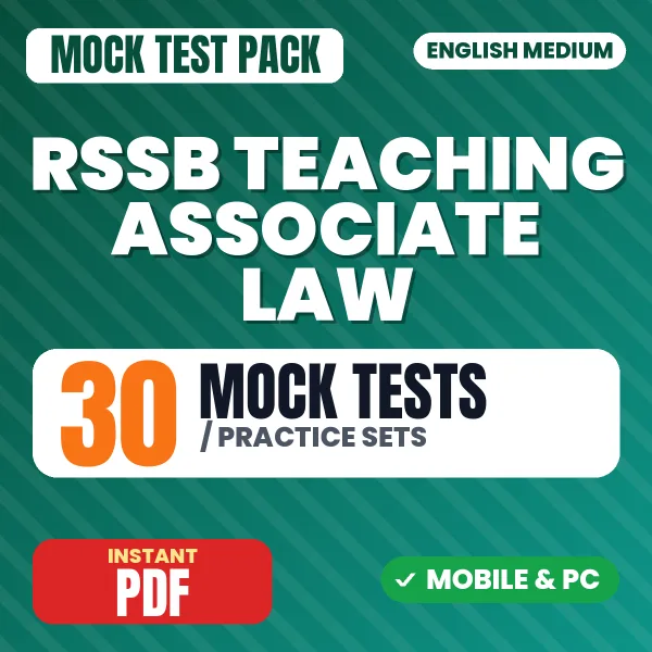 RSSB Teaching Associate (Law) Paper-1 Exam – 30 Mock Tests / Practice Sets | English Medium PDF Download
