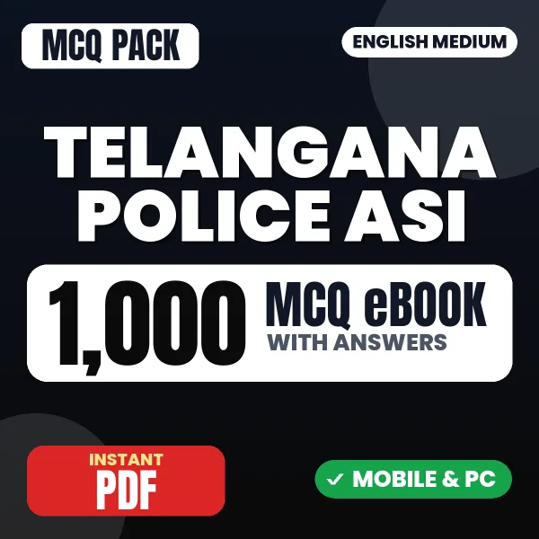 Telangana Police ASI Paper-1 Part A Exam – 1000 MCQ eBook with Answers | English Medium PDF Download