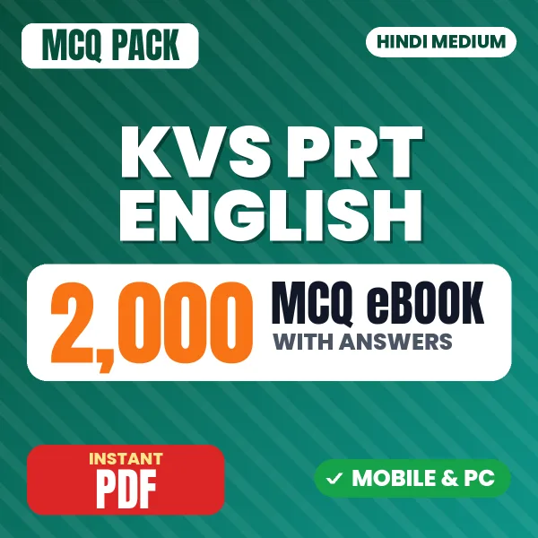 KVS PRT (English) Exam – 2000 MCQ eBook with Answers | Hindi Medium PDF Download