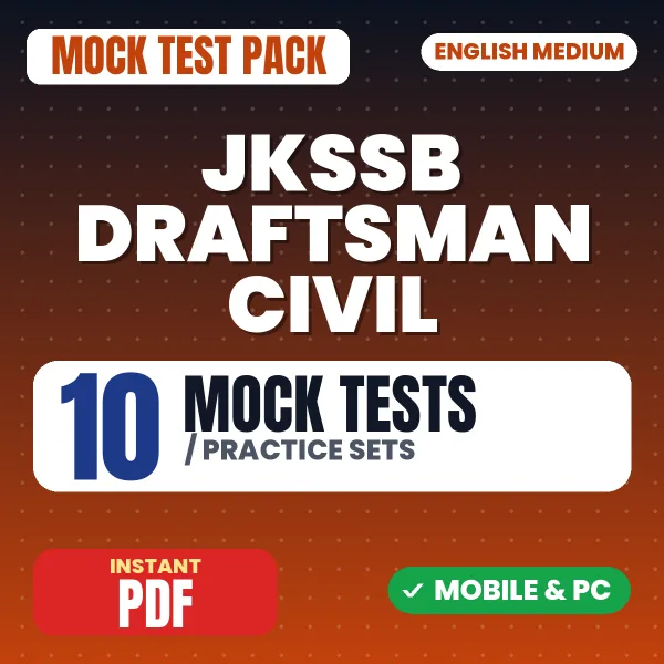 JKSSB Draftsman (Civil) Exam – 10 Mock Tests / Practice Sets | English Medium PDF Download