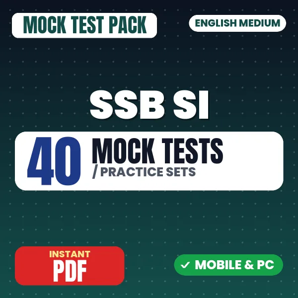 SSB SI Staff Nurse Exam – 40 Mock Tests / Practice Sets | English Medium PDF Download