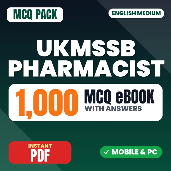 UKMSSB Pharmacist (Allopathic) Exam – 1000 MCQ eBook with Answers | English Medium PDF Download