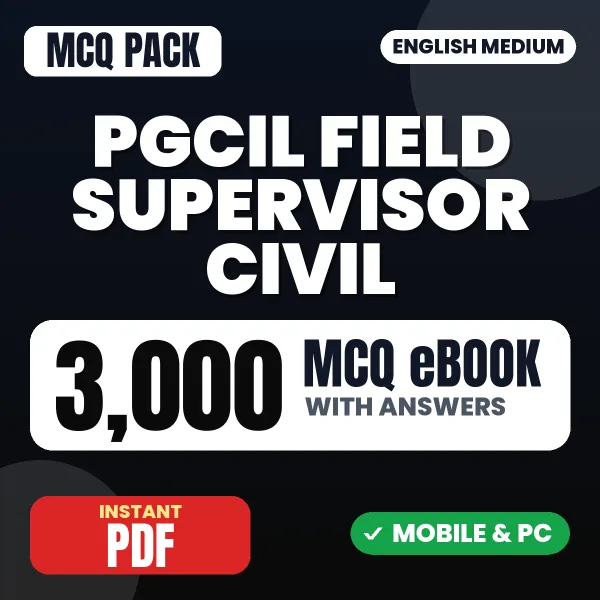 PGCIL Field Supervisor Civil Exam – 3000 MCQ eBook with Answers | English Medium PDF Download
