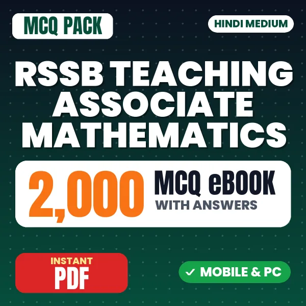 RSSB Teaching Associate (Mathematics) Paper-1 Exam – 2000 MCQ eBook with Answers | Hindi Medium PDF Download