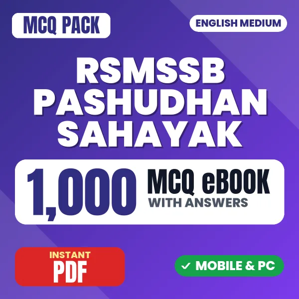 RSMSSB Pashudhan Sahayak LSA Exam – 1000 MCQ eBook with Answers | English Medium PDF Download