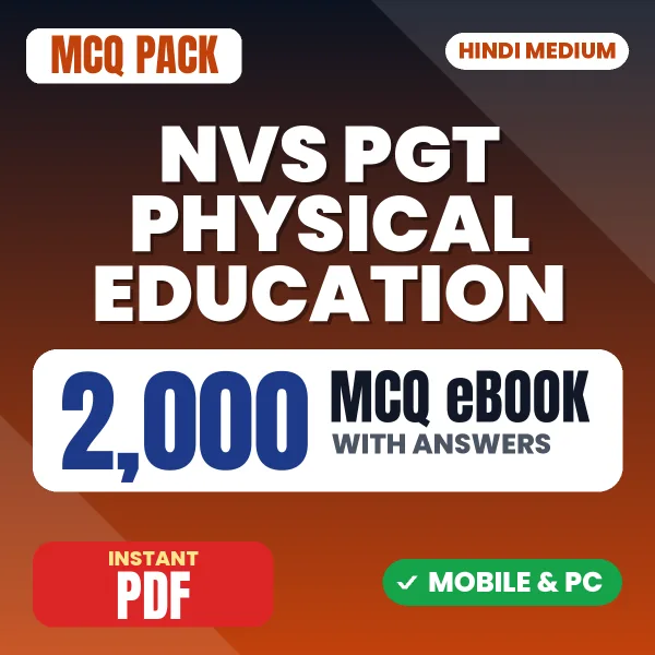 NVS PGT Physical Education Tier-1 Preliminary Exam – 2000 MCQ eBook with Answers | Hindi Medium PDF Download