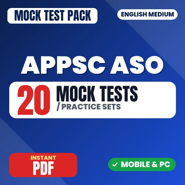 APPSC ASO Screening Test Exam – 20 Mock Tests / Practice Sets | English Medium PDF Download
