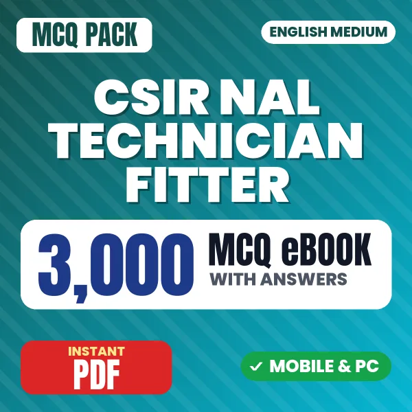 CSIR NAL Technician (Fitter) Paper-2 Exam – 3000 MCQ eBook with Answers | English Medium PDF Download