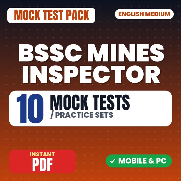 BSSC Mines Inspector Exam Paper I – 10 Mock Tests / Practice Sets | English Medium PDF Download
